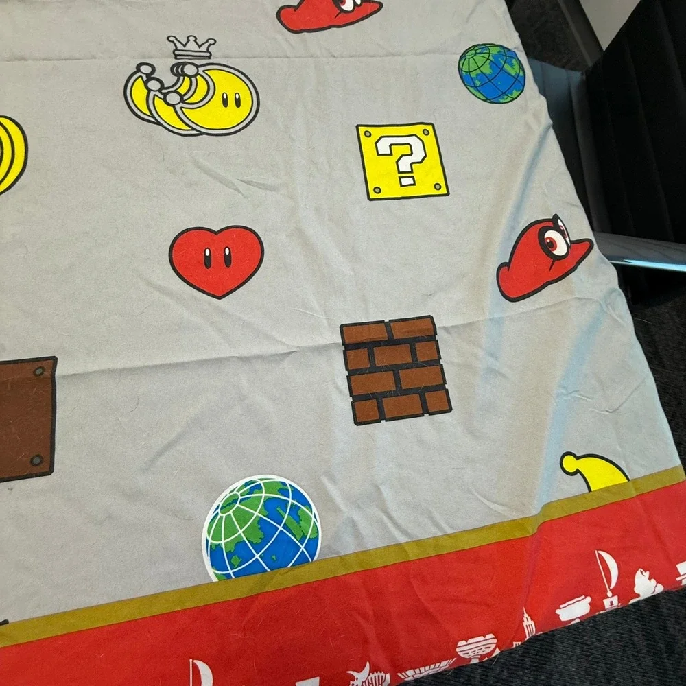 Nintendo Super Mario Odyssey Twin Flat Sheet Cappy Power Moon Gray Bedding